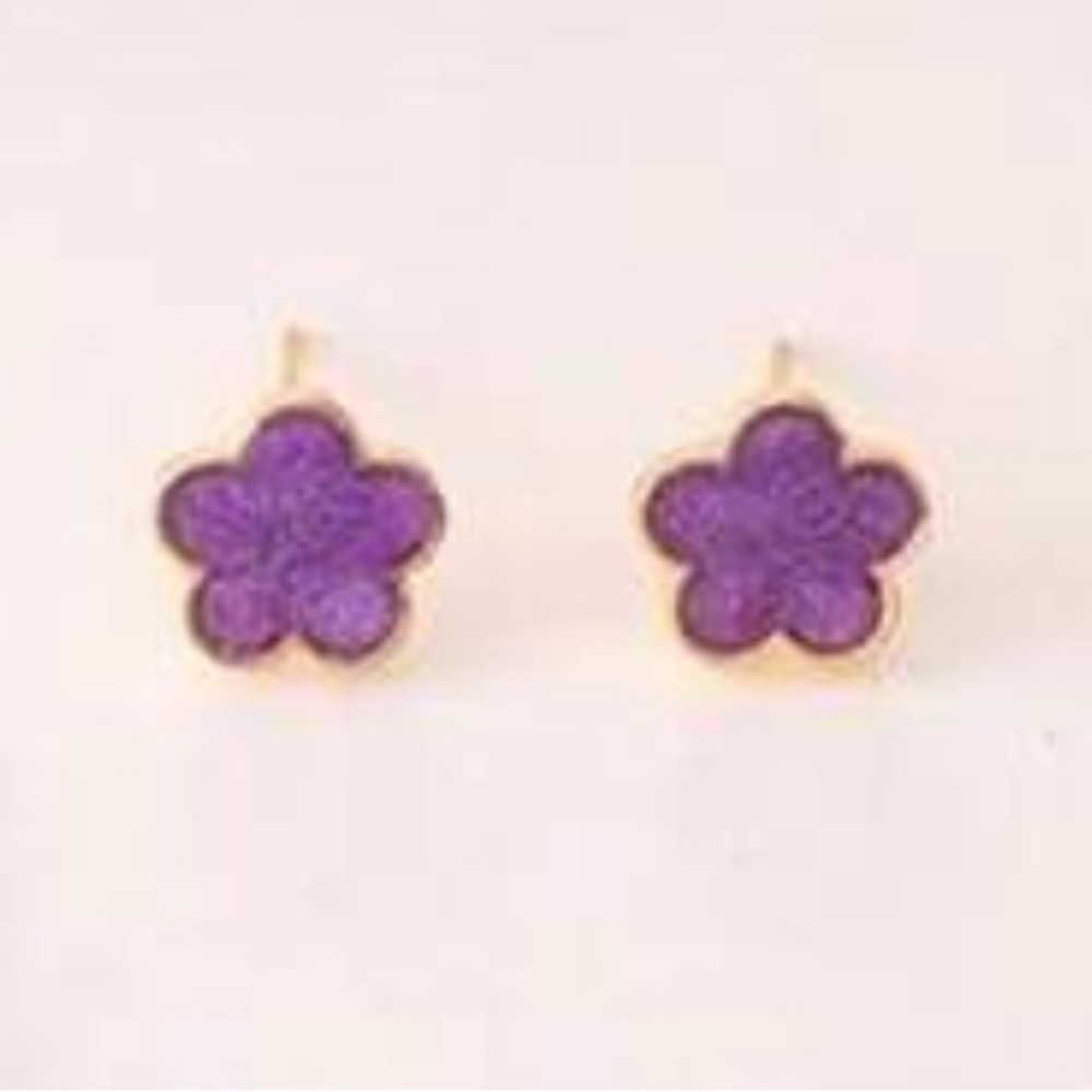 Purple Flower Enamel Earrings